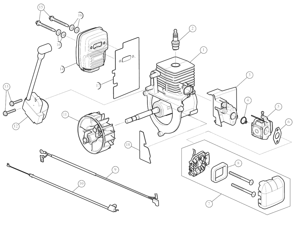 Engine Assembly Diagram and Parts List for Y25B 41ARY25B900 Yard Machines Leaf Blower / Vacuum